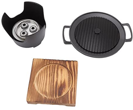 Hibachi Grill, Rauchfreier Holzrahmen, Tragbarer Holzkohlegrill aus Aluminiumlegierung für Camping, Heimgrill