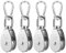Zasjon 8 Piezas Juego de Poleas para Cuerda, 4 Piezas M20 Poleas de Bloque con 4 Piezas Mosquetones M5, Poleas para Cables de Acero Inoxidable, Rotación 360° Poleas Fijas,Bloque de Polea,Carga de 75kg