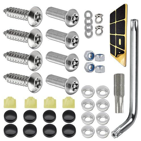 8PCS Anti Theft License Plate Screws, Tamper Resistant Licence Plate Kit, Stainless Steel License Plate Screws for Protection Car License Plates