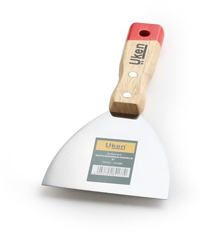 UKEN Scraper 6 | Rigid Steel Blade with Wooden Handle | Paint & Surface Scraper | Wall & Wood Preparation Tool