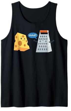 Funny Cheese and Grater Hug Cartoon Tank Top