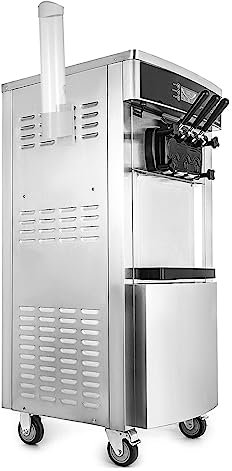 Máquina comercial de helados suaves 2200W 20-28L/H Máquina for hacer helados Tolvas dobles de 6L Máquina for hacer helados YKF-8228H,Mejore la eficiencia(With Cone Holder)