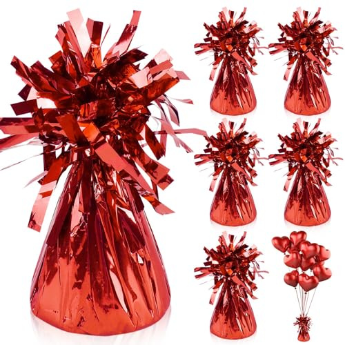 Pesi per Palloncini ad Elio Pesetti per Palloncini Rosso 6Pz Cono di Peso per Palloncino in Lamina con Frange Pesanti Ciondolo a Gravità con Palloncino per Matrimoni Compleanni Feste