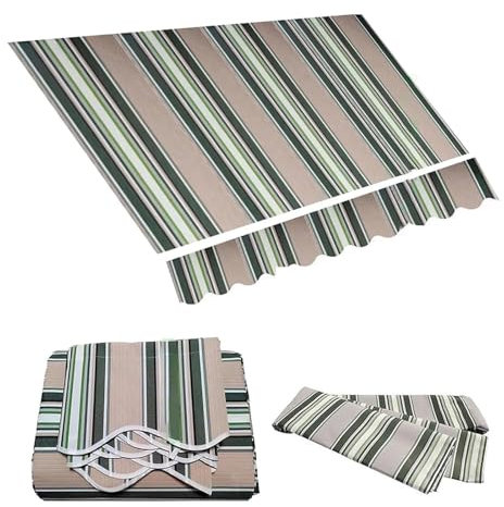 Ersatz-Sonnenschutz für den Außenbereich, mit UV-Schutz, wasserabweisend, Polyester, Sonnenschutz, Überdachung für Hof, Deck, Balkon, Tür (5 x 3 m, Streifen)