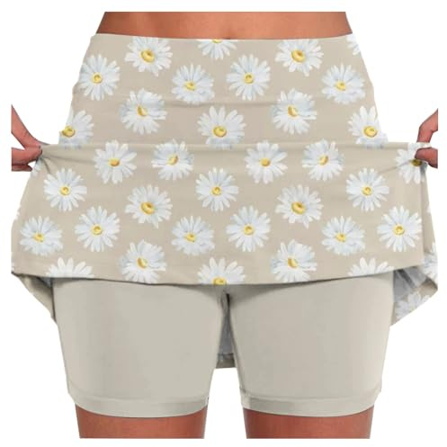 Générique Jupe Short Femme De Bain Jupes Et Jupes-Shorts Fille Mi Longue Tennis avec Poches Jupe Yoga Taille Haute Élastique Chic Maillot Robe Intégrée Fitness Tendance 2025 Velours Fitness Beige L