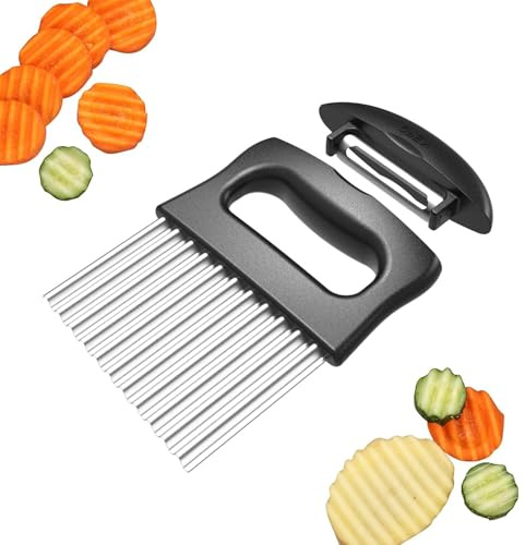 Lumi Zenva Wellenschneider - 14,5x10 cm - Riffelmesser aus Edelstahl für die schönsten Schnittmuster - Spülmaschinenfest für Pommes Kartoffeln Gemüse Obst Gurken