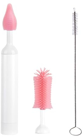 Electric Bottle Brush Cleaner - Rechargable Travel Bottle Cleaner Kit | Waterproof Baby Bottles Washer Brush | Replaceable Tool Kit Cleaning Supplies for Women Mom Home Kitchen Cup Glass Washing