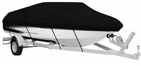 QPDDFG Bootsabdeckung Yachtabdeckung für Sea Ray SPX 190, Wasserdicht Bootspersenning Bootsplane,Oxford Gewebe Abdeckplane Boot,für V-Rumpf Ruderboot Angelboot,A Black