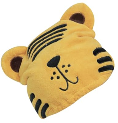 minkissy Schnelltrocknendes Haartrocknungstuch mit Niedlichem Tiger Cartoonmotiv aus Korallenfleece Saugfähig und Leicht zu Tragen für Damen zu Hause und Reisen