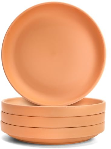 Suwimut 4 Pack Terracotta Plant Saucer Pots Tray, 9 Inch Large Round Planter Saucers for 8 Inch 8.5 Inch 9 Inch Flower Pot with Drainage Hole, Clay Drip Tray for Indoor & Outdoor Plants