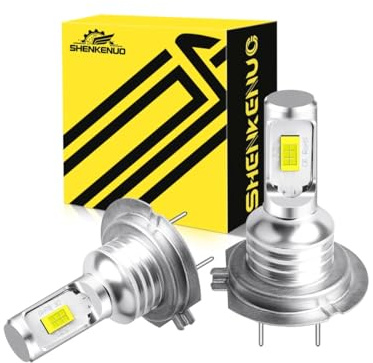 SHENKENUO H7 LED Headlight Bulbs, 6000K White Light, 55W H7 Headlights Bulb, High Low Dipped Main Beam Car Bulbs, IP68, 2 Pack