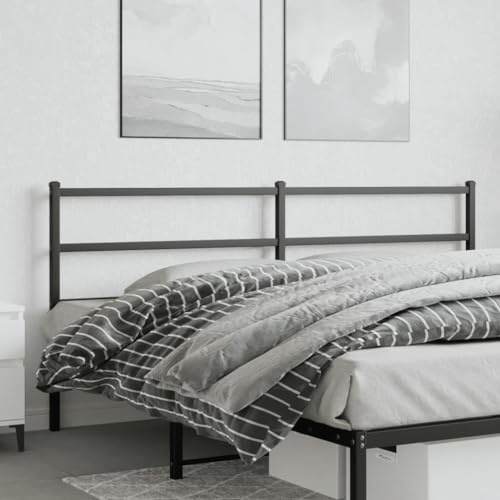 SKTQYQO Testiera in Metallo Nero per Letto 193 cm, Struttura Robusta in Acciaio Verniciato a Polvere con Gambe Stabili, Design Elegante per Camera da Letto, Supporto Schiena