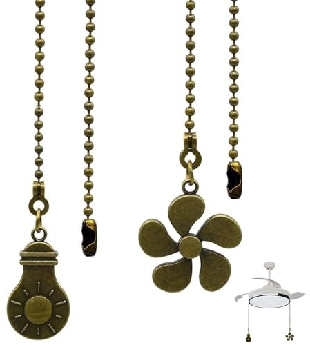 CyjYwp 2 Pcs Ceiling Fan Pull Chain 13.6 Inch Pull String Extension Chains Antique Bronze Light Cord Handle Extender with Decorative Pendant for Toilet Ceiling Light Fan Switch Blind
