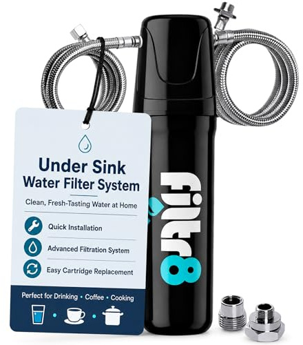 Filtr8 Under Sink Water Filter System, NSF/ANSI Certified Carbon Block Filtration for Kitchen Tap Water, Removes Lead, Chlorine, PFAS & Microplastics – Ideal for Drinking, Coffee & Cooking