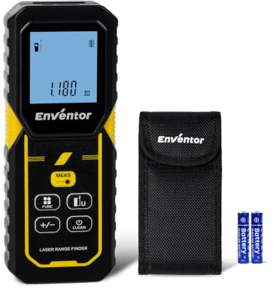 Enventor Laser Measure, 50M Laser Distance Meter, ±3mm Accuracy | M/in/Ft/Ft+In Unit Switching, Distance/Area/Volume/Pythagorean Measuring, Backlit LCD, Battery Included