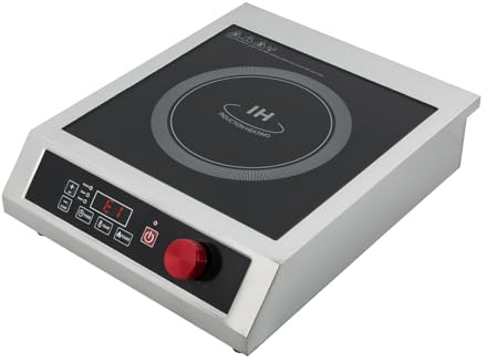 Placa de inducción, 3500 W, placa de cocción individual comercial con indicador LED, 10 niveles de temperatura y regulación de potencia, para uso doméstico y comercial
