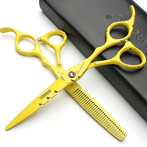 5 Farbauswahl 6.0 'Japan Professional Friseur Schere Haare schneiden Ausdünnung Schere Set Friseur Scheren Salon (gelb scissors set)