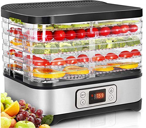 Nictemaw Dörrautomat, Dörrgerät, 24-Stunden-Timer, Obst- Fleisch- und Früchte-Trockner, 8 Paletten, Dörrautomat mit temperaturregler, Einstellbare Temperatur (35 ° C-70 ° C), 400 W