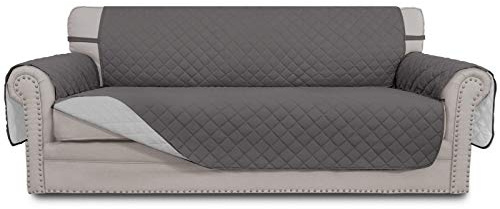 Easy-Going Reversible Oversized Couch Cover for 3 Cushion Couch Sofa Cover for Dogs Water Resistant Furniture Cover (Oversized Sofa, Gray/Light Gray)