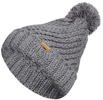 adidas Women's Twilight 3 Ballie Pom Beanie, Heather Grey/Onix Grey F21, One Size