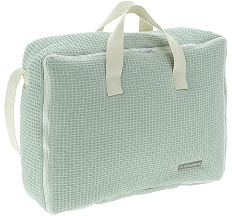 MIMUSELINA | Maleta Hospital Bebe | Tela para Nacimiento del Bebés | Bolso Maternidad | Maleta Bebe Hospital Recién Nacido Ideal también para Viaje y Fin de Semana Mediana (Menta)