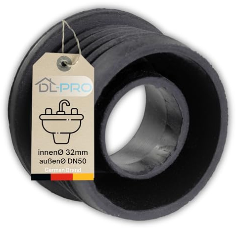 DL-pro Manguito de goma para sifón de desagüe de 1 1/4 pulgadas, diámetro exterior de 50 mm x diámetro interior de 32 mm, manguito de goma, conector de tubería de desagüe para lavabo, sifón
