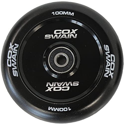 Cox Swain X-385 Stunt Scooter Rollen 100mm – Freestyle Scooter Wheels mit Alu Core – ABEC 11 Kugellager – 88A PU High Rebound – 2er Set Scooter Ersatzrollen - Black/Black