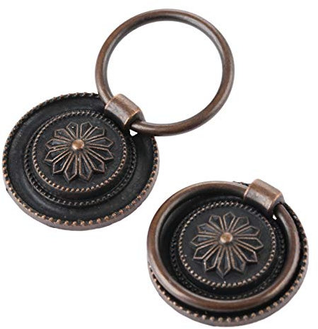Türschlossgriff. 2ST 30mm runde Blumen-Küche-Tür-Fach Knöpfe Antike Möbel Kabinett Knöpfe und Griffe Schrank Pulls Möbelbeschläge (Color : Red Copper)