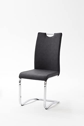 möbelando Schwingstuhl Esszimmerstuhl Küchenstuhl Freischwinger Stuhl Cos I (4-er Set) Anthrazit