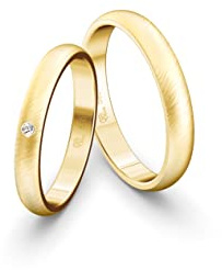 JC Trauringe Gold 585 Gold Paarpreis Mattiert I Partnerringe Gelbgold mit Gravur in edler Schatulle I 2 Hochzeitsringe Herrenring ohne & Damenring mit Zirkoniasteine I ICT54