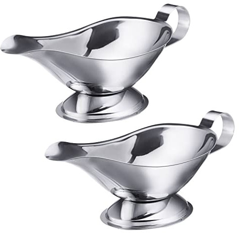 Westmark 2 ciotole per salse e salse, con beccuccio antigoccia, capacità: 120 ml, in acciaio inox, argento, 622722E3