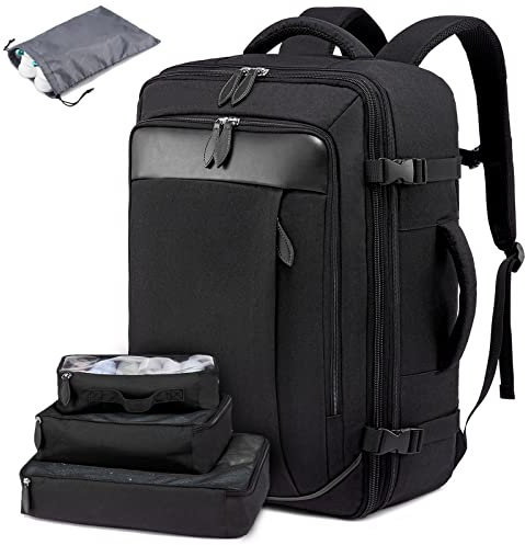 LOVEVOOK Handgepäck Rucksack, 35L-40L Erweiterbarer Flugzeug, Große Laptop für 17 Zoll, Flug Genehmigt Reiserucksack Herren für Reisen Weekender, Sportrucksack