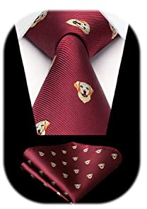 HISDERN Herren Krawatten Hochzeit Tiermuster Taschentuch Klassisch Business Krawatte und Einstecktuch Set