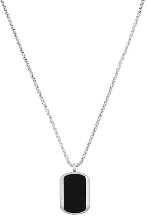 s.Oliver Kette mit Anhänger Edelstahl Herren Halsschmuck, mit Achat, 55+5 cm, Silber, Kommt in Schmuck Geschenk Box, 2035537