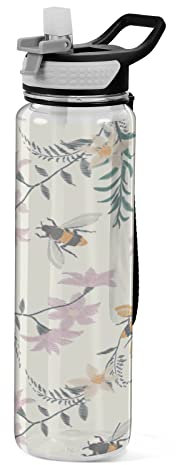 Vintage Bee Wild Flower Girls Cycling Water Bottle for Women Men Mens Water Bottle