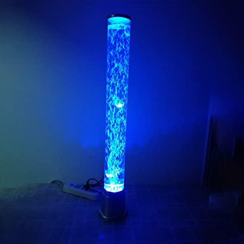 BiiKoon Fish Bubble Lamp 2.5Ft Mood Jellyfish Aquarium Cool Night Light con 7 Colores cambiantes Led Bubble Tube Lámpara de pie for el hogar Oficina Bar Decoración Regalo
