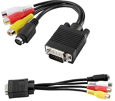 Mikikit Vga Zu Av Adapterkabelpc Laptop Vga Kabel S-video Und Cinch Tv Out Konverter Schwarz