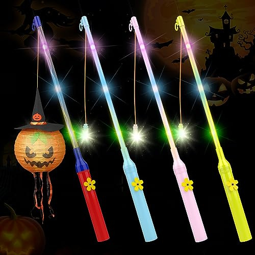 WD&CD 4 STÜCK Laternenstab LED Mehrfarbige, Laternenstab Elektronischer für St Martin Halloween Zauberstäbe Party Kostümpartys