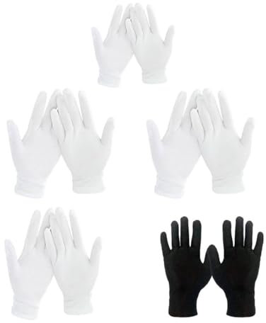 JOCXZI 5 Pairs Cotton Gloves for Eczema - Sensitive, Dry, Irritated Skin, Hand Cream Lotion Protection for Night, Daily Work, 100% Cotton, Size 9 inches