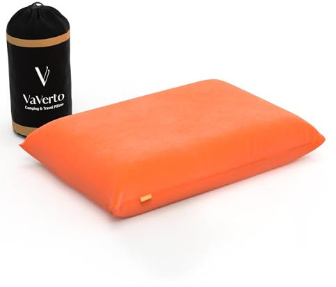 Vaverto Camping Pillow, Medium Firm Memory Foam Travel Pillow, Compressible & Portable, Breathable Washable Cover, Backpacking, Airplane & Car Travel, 12 x 18