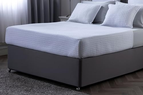 Jersey Cotton Divan Bed Belledorm Base Wrap Valance in Superking Bed Size in Charcoal Grey Deep Fit