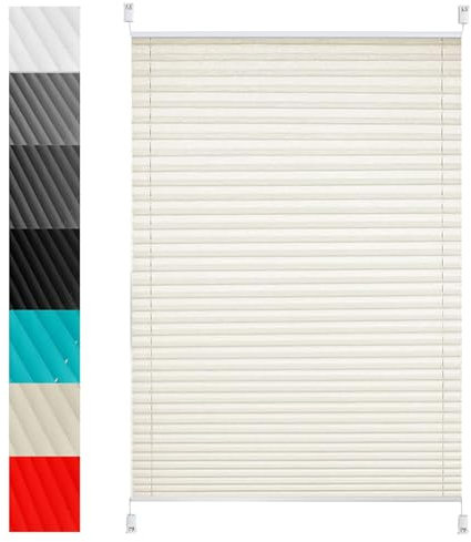 Plissee Klemmfix Plisseerollo ohne Bohren 35 x 30 cm Sichtschutz und Blickdicht Easyfix Jalousie Sichtschutz Inkl. Aller Montage-Teile für Schlafzimmer, Beige