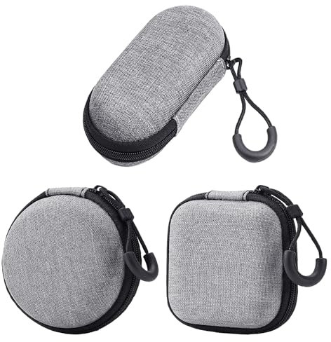 3 Portable Hard Shell Gray Headphone Case over Ear, Perfect for Storing Earbuds, Cables, Keys, Memory Cards and Small Items,Headphone Storage Box