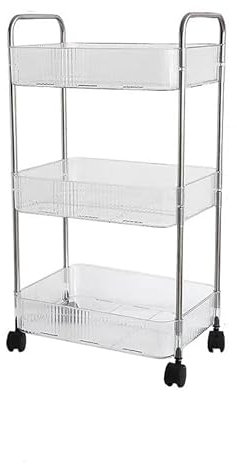 Multibao 2/3/4 Tier Storage Trolley on Wheels - Acrylic Shelf Cart for Bathroom, Spa, Salon Beauty (3 Tier 40 * 28.5 * 69.7cm)
