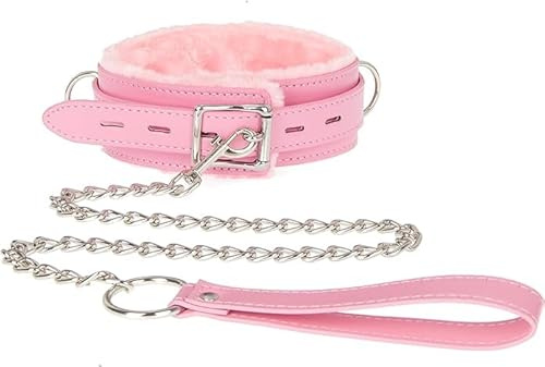 stoqucel Collana girocollo in pelle rosa da donna, misura regolabile