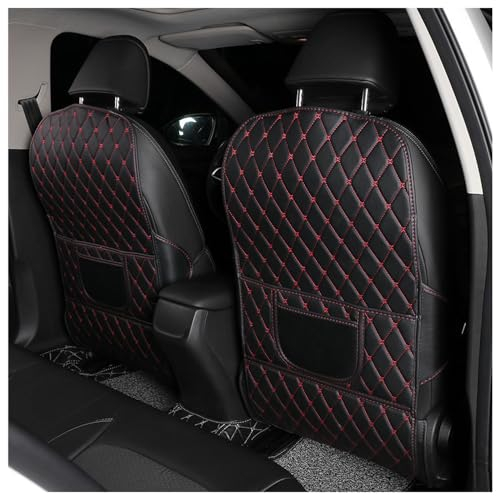 MNBHJGR 2 Stück Auto Rückenlehnenschutz für VW Polo 2017-2022 2023 2024, Autositz Kickschutz mit Taschen, Rücksitz Organizer aus Wasserdichtem Leder,B