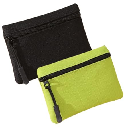 JAMAKALA 2 Pack Coin Purse Pouch, Small Change Pouch Oxford Cloth, Portable Change Purse with Zipper Coin Pouch Mini Change Bags for Women Men (Black+Green)