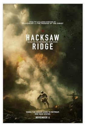 Hacksaw Ridge Movie Poster Canvas Poster Bedroom Decor Sports Landscape Office Room Decor Gift Unframe-style 08x12inch(20x30cm)
