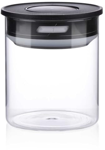 Bubble Store Aufbewahrungsglas Deckel mit luftdichter Vakkumversiegelung und Datumsanzeige, spülmaschinenfest, Vol. ca. 700 ml (Schwarz)