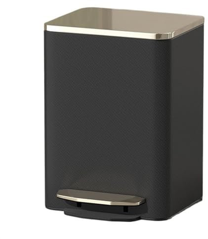 Poubelle Poubelle moderne avec couvercle, poubelle à marche en acier inoxydable avec couche extérieure en cuir PU, poubelle à pédale à fermeture douce avec seau intérieur amovible Poubelle Cuisine(Noi